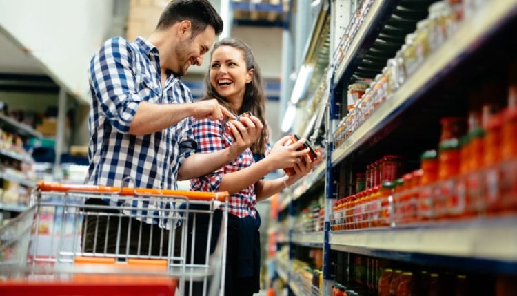 Couple shopping at supermarket